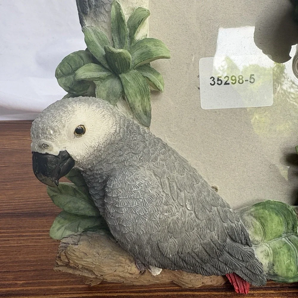 E&S Imports African Grey Parrots 3D Resin Picture Frame Tropical Photo Frame